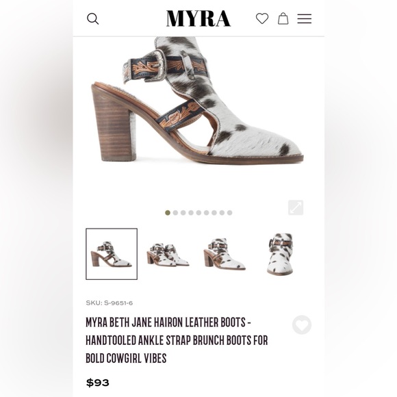 NWT Cowhide and Tooled Leather Block Heel Mule - White/Black - Picture 5 of 6